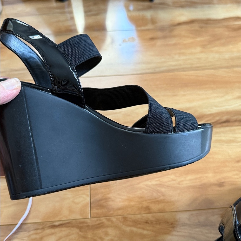 Charles by charles david Glossy Black Wedge Sandals - Picture 6 of 10